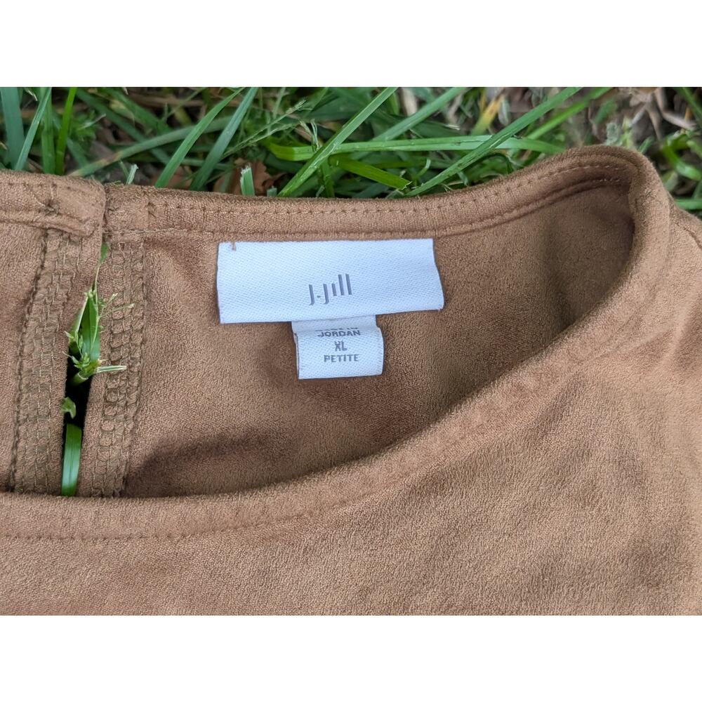 J. Jill Faux Suede Short Sleeve Top XL Petite Camel Brown